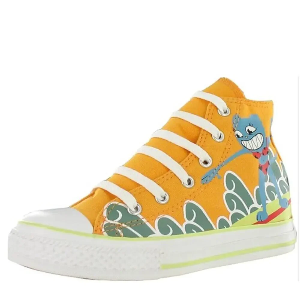 Converse All Star Chuck Taylor Space Hi Orange White Canvas Sneaker Girls Sz 1.5